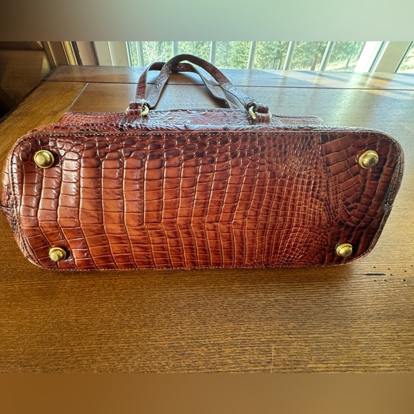 Brahmin Large Asher Tote/Shoulder Bag In Pecan Melbourne Croc Embossed Leather - Picture 7 of 16
